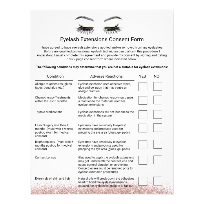 Eyelash Extensions Liability Waiver Release Form Flyer