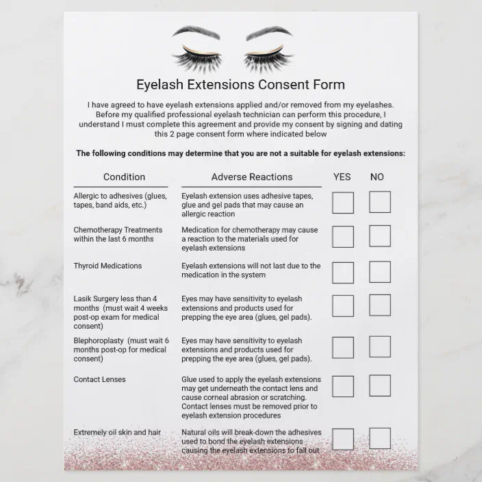 Eyelash Extensions Liability Waiver Release Form Flyer Zazzle Com