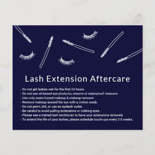 Eyelash Extensions Makeup Artist Navy Aftercare Flyer