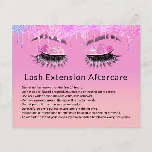 Eyelash Extensions Makeup Artist Purple Aftercare Flyer