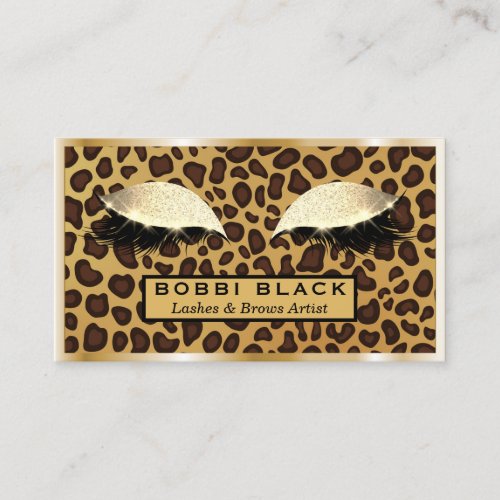 Eyelash Extensions Makeup Leopard Animal Print Business Card