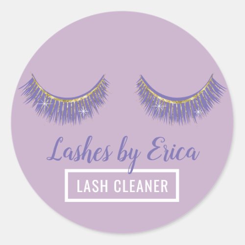 Eyelash Extensions Modern Purple Lash Cleaner Classic Round Sticker