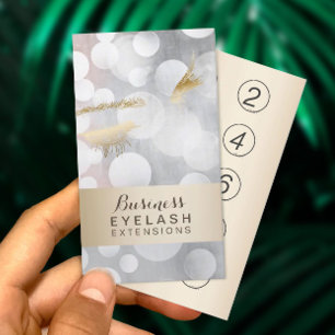 Eyelash Extensions Modern Silver & Gold Loyalty Card