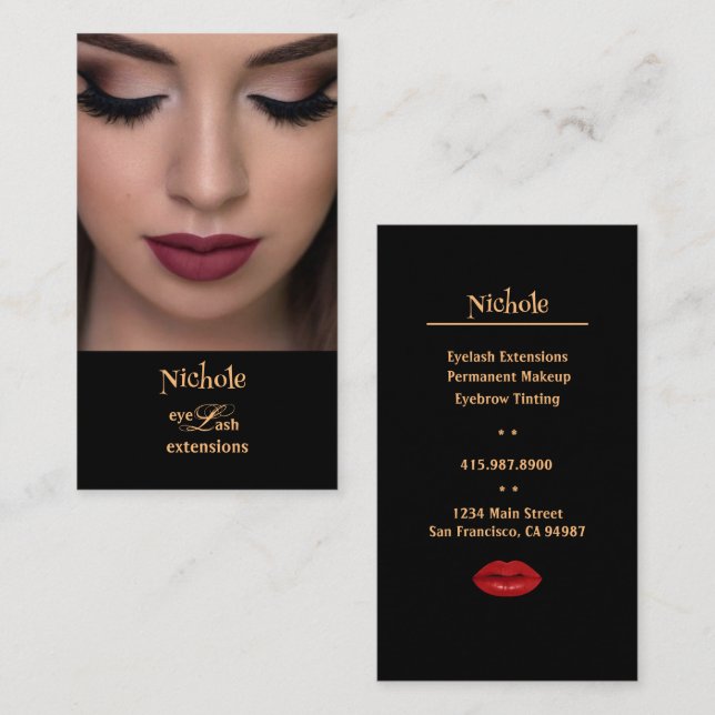 Eyelash Extensions Permanent Makeup Business Cards (Front/Back)