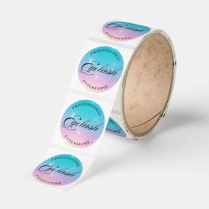 eyelash extensions pink blue holographic classic round sticker