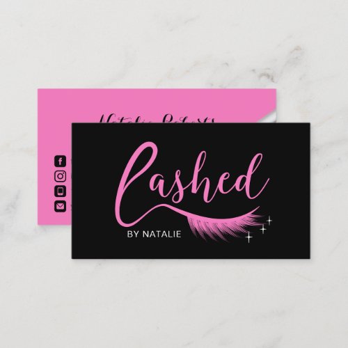 Eyelash Extensions Pink Lashed Beauty Salon Business Card