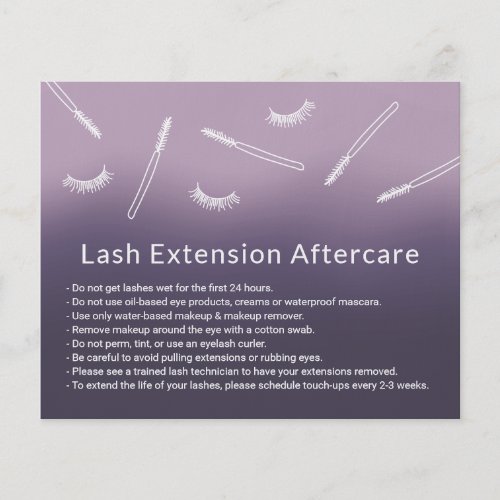 Eyelash Extensions Purple Ombre Salon Aftercare Flyer