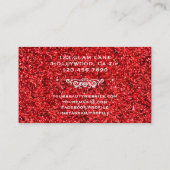 Eyelash Extensions Red Silver Glitter Glam Makeup Business Card (Back)