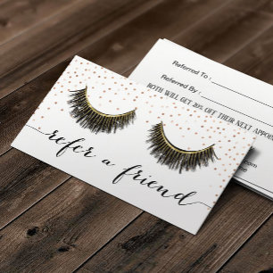 Eyelash Extensions Rose Gold Confetti Beauty Salon Referral Card