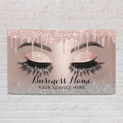 Eyelash Extensions Rose Gold Drips Beauty Salon Banner