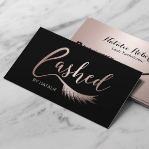 Eyelash Extensions Rose Gold Lashed Beauty Salon Business Card