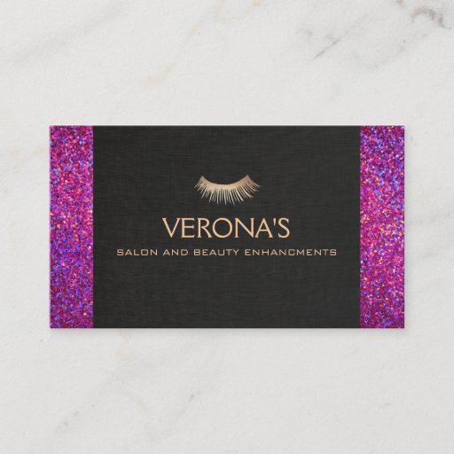 Customizable Eyelash Extensions Salon and Spa Glitter Business Card Templates