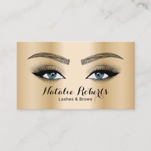 Eyelash Extensions Salon Makeup Artist Gold  Business Card
