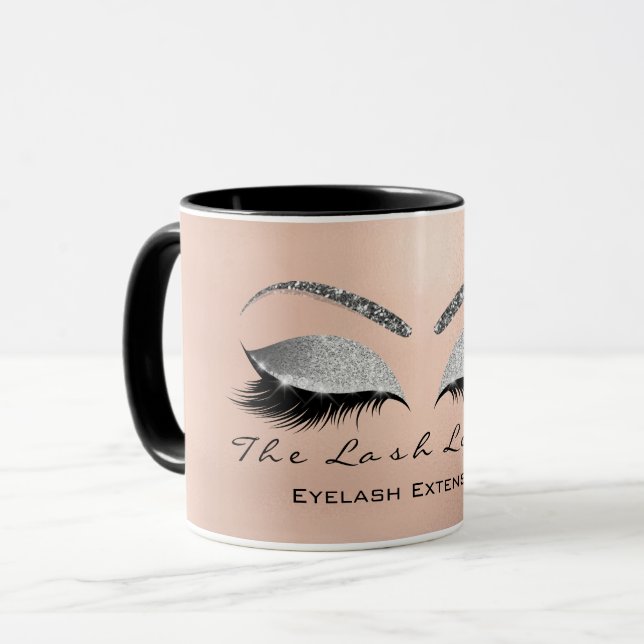 Eyelash Extention Beauty Gray Silver Eye Glitter Mug (Front Left)