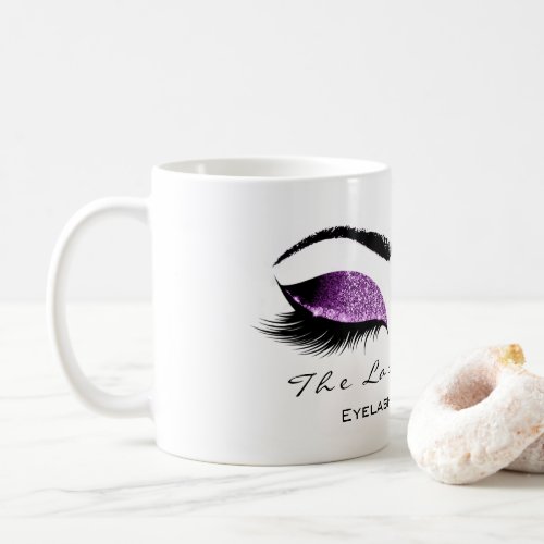 Eyelash Extention Beauty Magenta Purple Glitter Coffee Mug