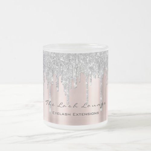 Eyelash Extention Beauty Rose Spark Makeup Gray Frosted Glass Coffee Mug