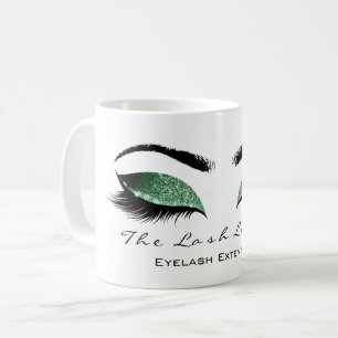 Eyelash Extention Beauty Studio Cali Green Glitter Coffee Mug