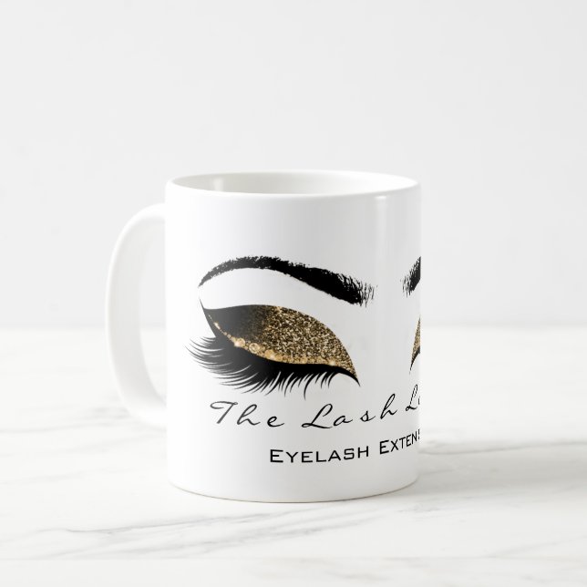 Eyelash Extention Beauty Studio Honey Gold Glitter Coffee Mug (Front Left)