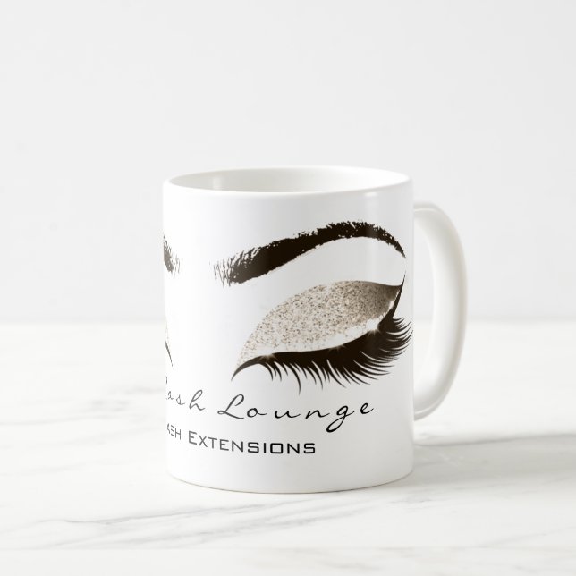 Eyelash Extention Beauty Studio Ivory Lux Glitter Coffee Mug (Front Right)