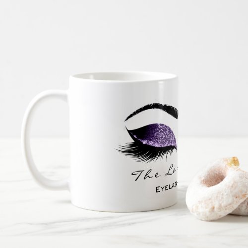 Eyelash Extention Beauty Studio Purple Glitter Coffee Mug