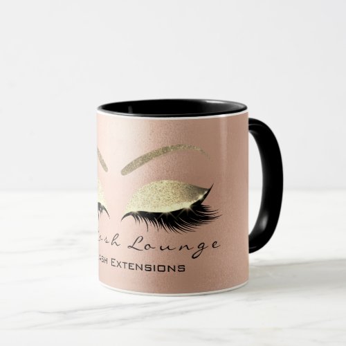 Eyelash Extention Beauty Studio Rose  Gold Glitter Mug