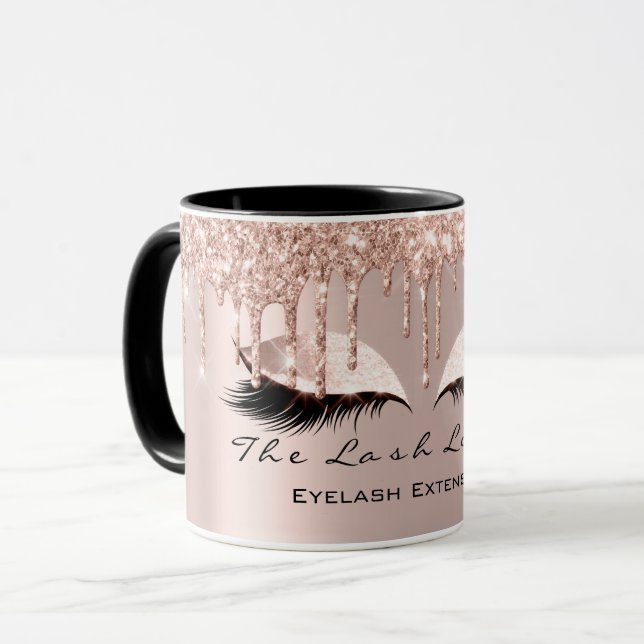 Eyelash Extention Beauty Studio Rose Spark Glitter Mug (Front Left)