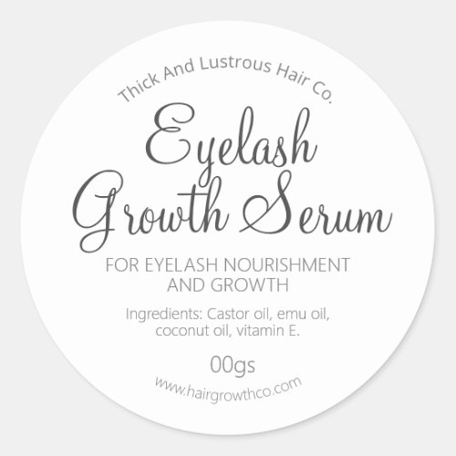 Eyelash Eyebrow Or Hair Growth Serum Classic Round Sticker