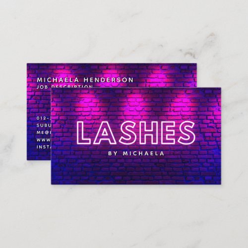 EyelashLash Extensions Modern Pink Neon  Bricks Business Card