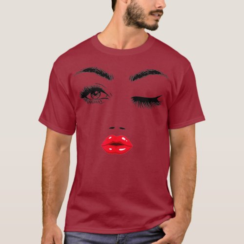 Eyelash Lipstick Red Lip Lash Artist Makeup T_Shirt