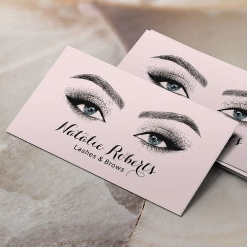 Eyelash Makeup Artist Beauty Salon Blush Pink Busi Business Card