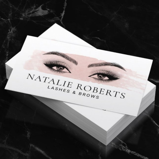 Eyelash Makeup Artist Blush Pink Brushstroke Business Card (Creator Uploaded)