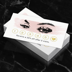 Eyelash Makeup Artist Blush Watercolor Loyalty Card