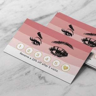Eyelash Makeup Artist Coral Shades Loyalty Card