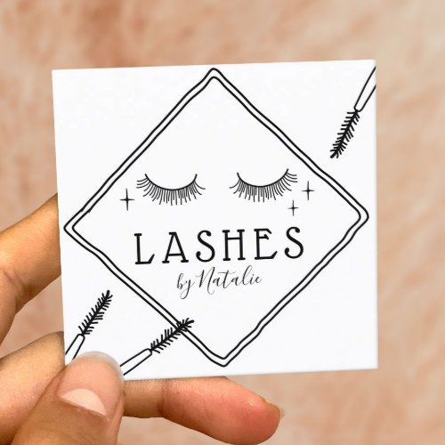 Eyelash Makeup Artist Cute Lash Logo Beauty Lounge Square Business Card