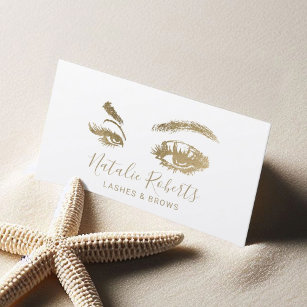 Eyelash Makeup Artist Elegant Gold Lashes Salon Business Card