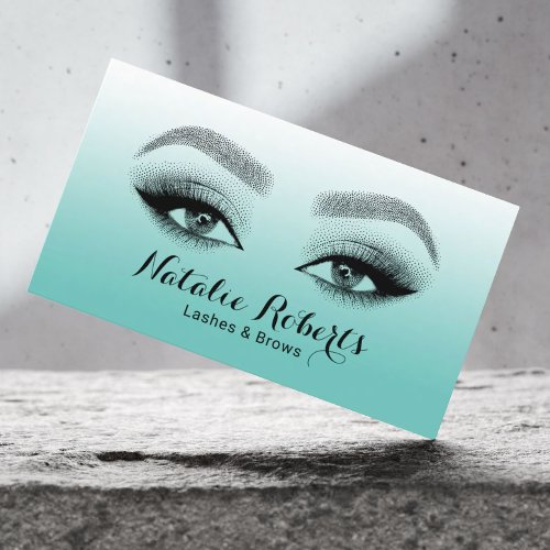 Eyelash Makeup Artist Elegant Teal Beauty Salon Business Card