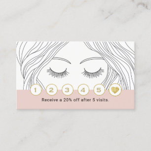 Eyelash Makeup Artist Hand Drawing Girl Loyalty Card