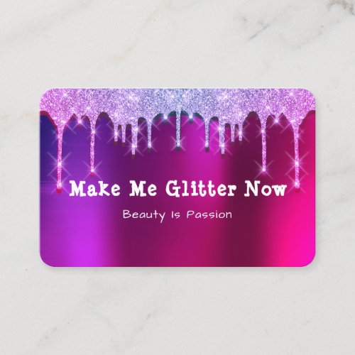 Eyelash  Makeup Artist Holograph Drips Pink Purple Business Card