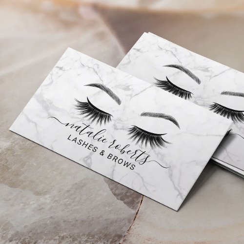 Eyelash Makeup Artist Lashes  Brows Salon Marble Business Card