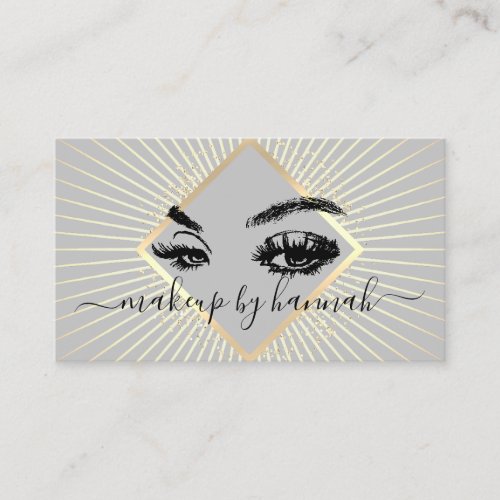 Eyelash Makeup Artist Modern Silver  Gold Salon Business Card