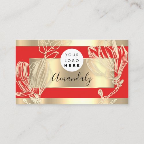  Eyelash Makeup Artist QR Code Logo Red Gold Frame Business Card