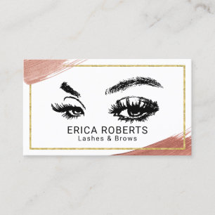 Eyelash Makeup Artist Rose Gold Brush Stroke Business Card