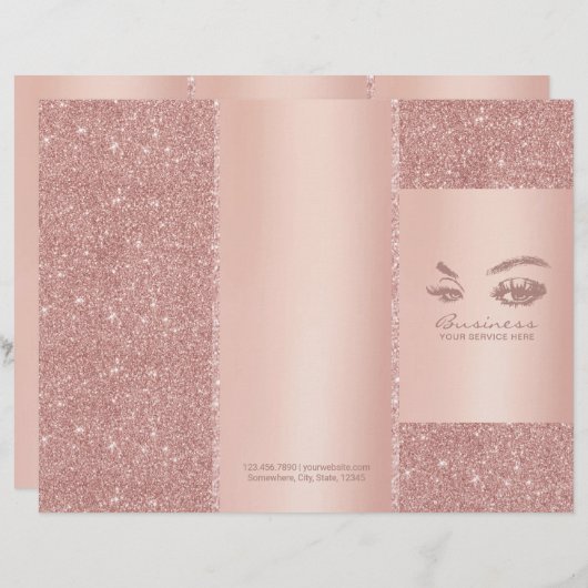 Eyelash Makeup Artist Rose Gold Salon Tri-Fold (Front/Back)