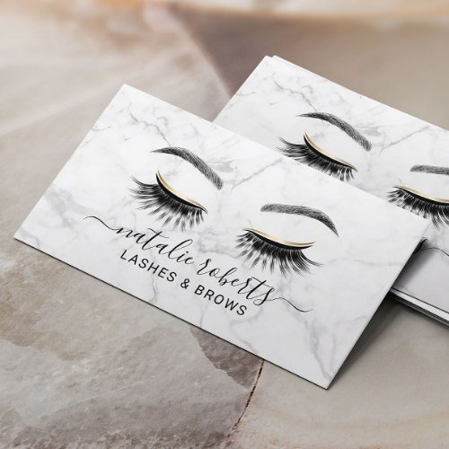 Eyelash Makeup Artist Trendy Marble Lash Salon Business Card