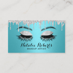 Eyelash Makeup Artist Turquoise & Silver Salon Business Card