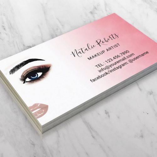 Eyelash Makeup Artist Watercolor Beauty Salon Business Card