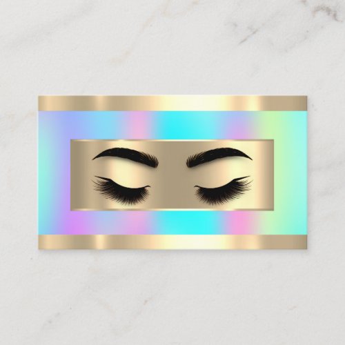  Eyelash Makeup Holograph Blue QR Code Logo Business Card