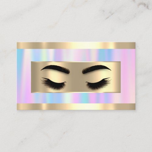  Eyelash Makeup Holograph Blue QR Code Logo Framed Business Card