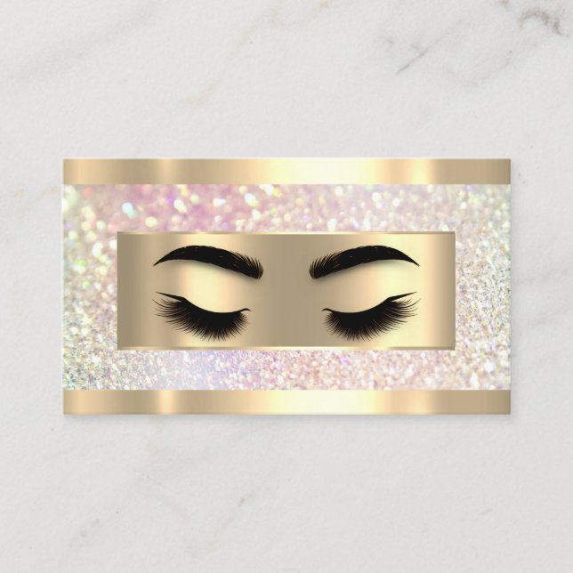  Eyelash Makeup Holograph QR Code Logo Glitter Business Card (Front)
