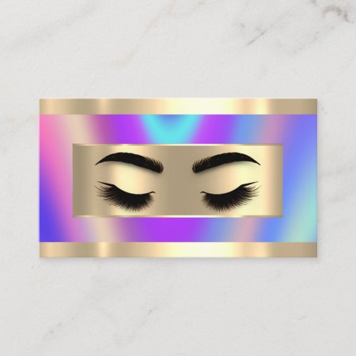  Eyelash Makeup QR Code Logo Holographic  Business Card